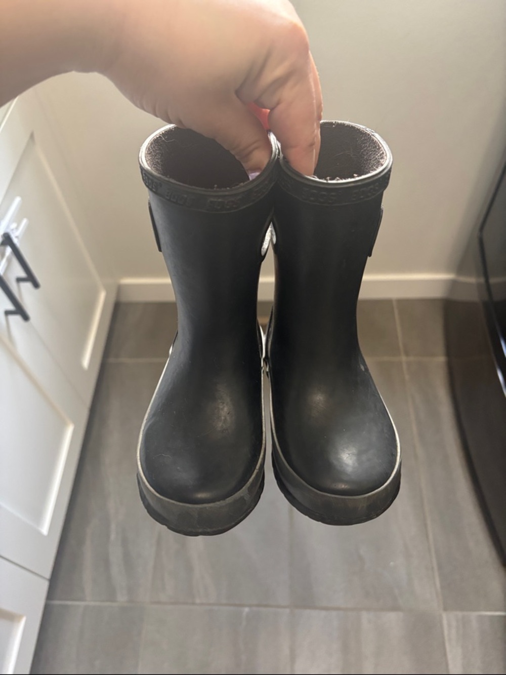 Bogs Kids Black Waterproof Rain Boots with Logo